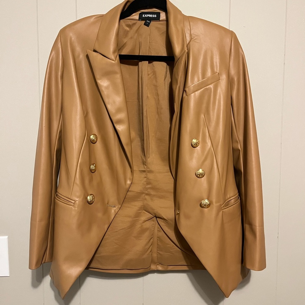Express Faux Leather Light Brown Blazer
